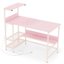48 Inch Computer Desk with Power Outlets and Storage Shelves