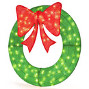 48 Inch Pre-Lit Lighted Christmas Mesh Wreath with Bow and 200 LED Bulbs
