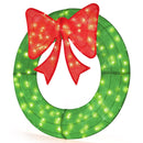 48 Inch Pre-Lit Lighted Christmas Mesh Wreath with Bow and 200 LED Bulbs