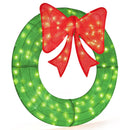 48 Inch Pre-Lit Lighted Christmas Mesh Wreath with Bow and 200 LED Bulbs