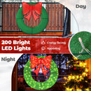 48 Inch Pre-Lit Lighted Christmas Mesh Wreath with Bow and 200 LED Bulbs