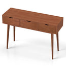 48 Inch Writing Computer Desk with 3 Drawers Solid Wood Legs-Walnut
