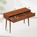 48 Inch Writing Computer Desk with 3 Drawers Solid Wood Legs-Walnut
