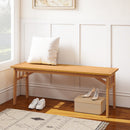48 Inches Acacia Wood Bench with Breathable Slat Seat and Stable Triangular Structure