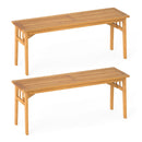 48 Inches Acacia Wood Bench with Breathable Slat Seat and Stable Triangular Structure