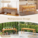 48 Inches Acacia Wood Bench with Breathable Slat Seat and Stable Triangular Structure