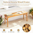48 Inches Acacia Wood Bench with Breathable Slat Seat and Stable Triangular Structure