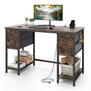 48-Inch Computer Desk with Power Outlet & 4 Fabric Drawers