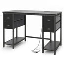 48-Inch Computer Desk with Power Outlet & 4 Fabric Drawers