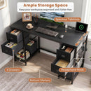 48-Inch Computer Desk with Power Outlet & 4 Fabric Drawers