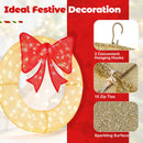 48 Inch Pre-Lit Lighted Christmas Mesh Wreath with Bow and 200 LED Bulbs