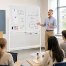 48" x 36" Double-Sided Mobile Whiteboard with Lockable Wheels