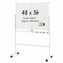 48" x 36" Double-Sided Mobile Whiteboard with Lockable Wheels