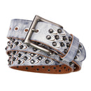Womens Distinctive Rivet Belt Made Of Full-Grain Cowhide