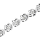 .925 Sterling Silver 1/4 Cttw Miracle Set Diamond "X" Link Bracelet (I-J Color, I3 Clarity) - 7.25"