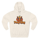 Pump-King Halloween Hoodie, Cozy Fleece Sweatshirt for Fall, Funny Pumpkin Apparel, Autumn Style, Perfect for Halloween Celebrations