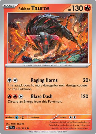 Paldean Tauros 028/193 - SV02 Paldea Evolved Reverse Holofoil