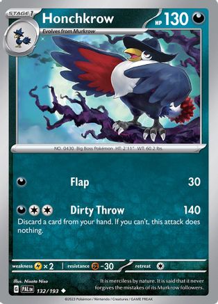 Honchkrow 132/193 - SV02 Paldea Evolved Reverse Holofoil