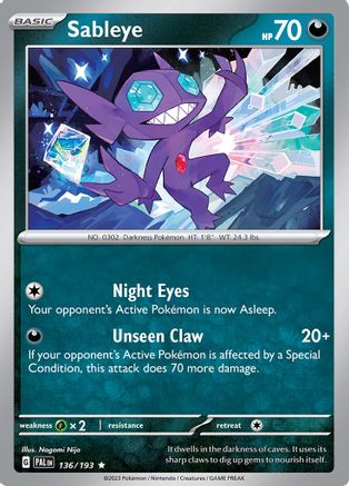Sableye 136/193 - SV02 Paldea Evolved Reverse Holofoil