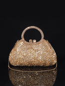 High-end Luxurious Heavy-Embroidered Shiny Champagne Bottle Rhinestone Evening Bag