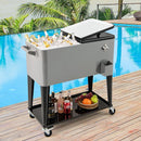 Portable Patio Cooler with Bottom Storage Shelf and Bottle Opener