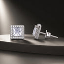 925 Sterling Silver Earrings with Pavé Setting CZ and Platinum Plating.