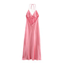 Spring European and American New Fashion Silk Texture Dress