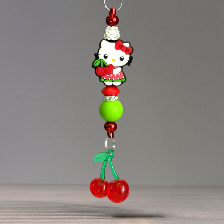Cherry Cute Kitty Bar Charm - Tumbler Handle Charm