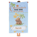 Personalized Capybara Beach Towel | Custom Name | Cute Summer Pool Towel