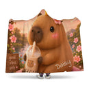 Personalized Capybara Hooded Blanket | Custom Name Gift