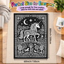 Unicorn Doodle Oxford Fabric And Flannel Reversible Blanket