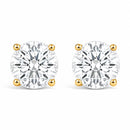 IGI Certified 14K Yellow Gold 1.00 Cttw Round Lab Grown Diamond Solitaire Stud Earrings