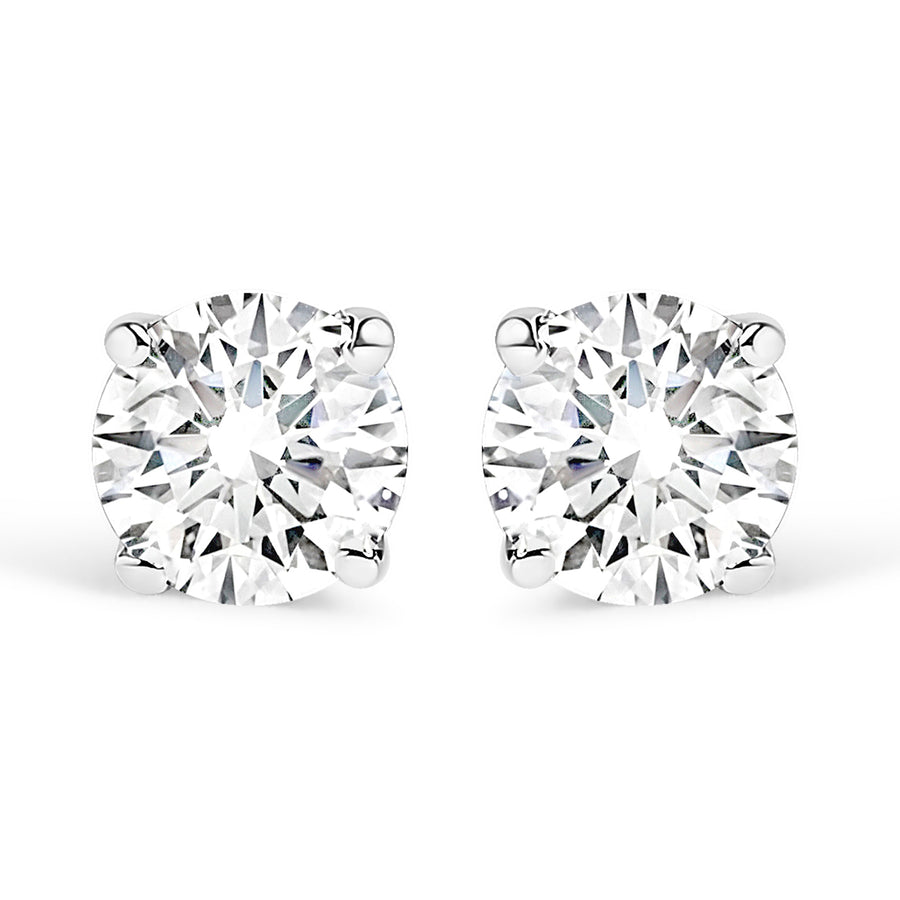 14K White Gold 3/4 Cttw Round Brilliant-Cut Near Colorless Diamond Classic 4-Prong Stud Earrings (H-I Color, SI1-SI2 Clarity)