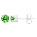 .925 Sterling Silver 1/5 Cttw Round Brilliant-Cut Green Diamond Classic 4-Prong Stud Earrings (Fancy Color-Enhanced, I2-I3 Clarity)