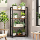 4-Tier Bookshelf with Heavy Duty Metal Frame Industrial Display Shelf-Rustic Brown