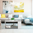 Coffee Table Sofa Side Table with Storage Shelves