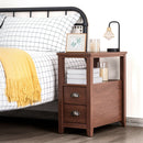 End Table Wooden with 2 Drawers and Shelf Bedside Table