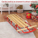 54 Inch Wood Snow Sled with Metal Runners and Steering Bar