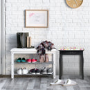 Vanity Wood Dressing Stool Padded Piano Seat with Rose Cushion