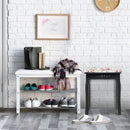 Vanity Wood Dressing Stool Padded Piano Seat with Rose Cushion