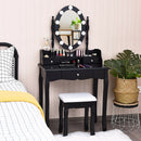 Oval Mirror Vanity Set with 10 LED Dimmable Bulbs and 3 Drawers