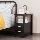 End Table Wooden with 2 Drawers and Shelf Bedside Table