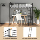 Metal Loft Twin Bed Frame Single High Loft Bed-Black