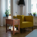 2 Pieces Retro Narrow Tiered End Table with Drawer and Storing Shelf