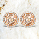 0.93 Carat Genuine Morganite and White Diamond 14K Rose Gold Earrings