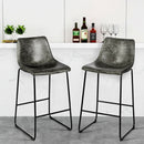 Set of 2 Bar Stool Faux Suede Upholstered Chairs