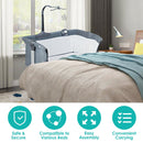 Height Adjustable Baby Side Crib  with Music Box & Toys-Dark Gray