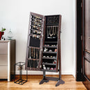 Jewelry Cabinet Stand Mirror Armoire with Large Storage Box