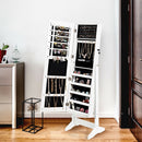Jewelry Cabinet Stand Mirror Armoire with Large Storage Box