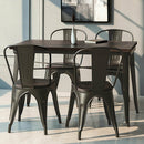 4 Pieces Tolix Style Metal Dining Side Chair Stackable Wood Seat